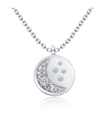 Crescent Moon Designed with CZ Silver Necklace SPE-2960